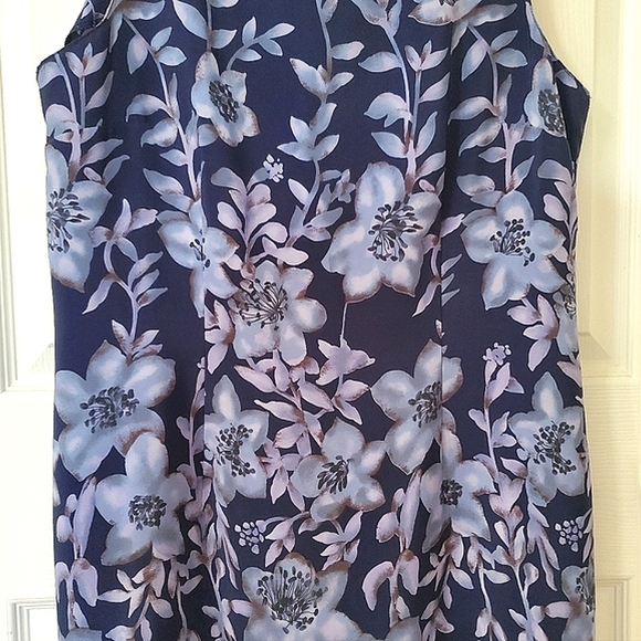 Vintage Norton McNaughton Navy Floral Sleeveless Dress Women's Size 12 - Picture 6 of 11
